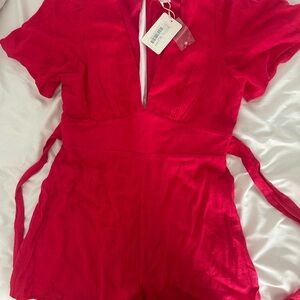 Chic Red Short Sleeve romper